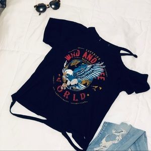 Ripped up off the shoulder biker tee